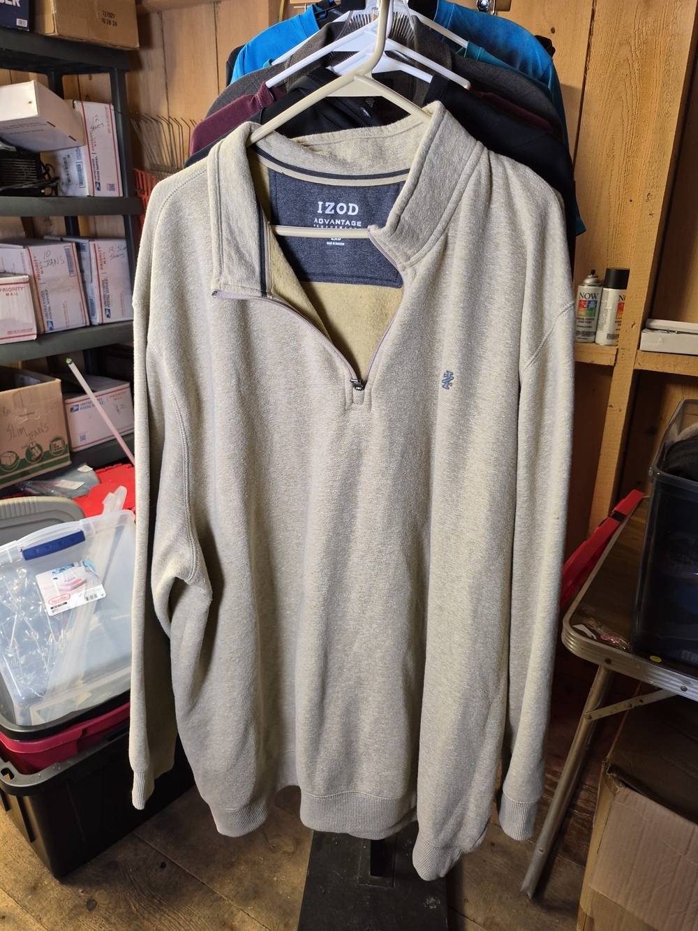 IZOD Advantage Men's Quarter-Zip Sweater - Light Beige Bin 57